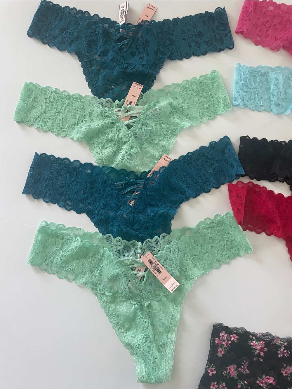 NWT Victorias Secret Lacy Thongs Cheeky Panties 13 total - Picture 4 of 8